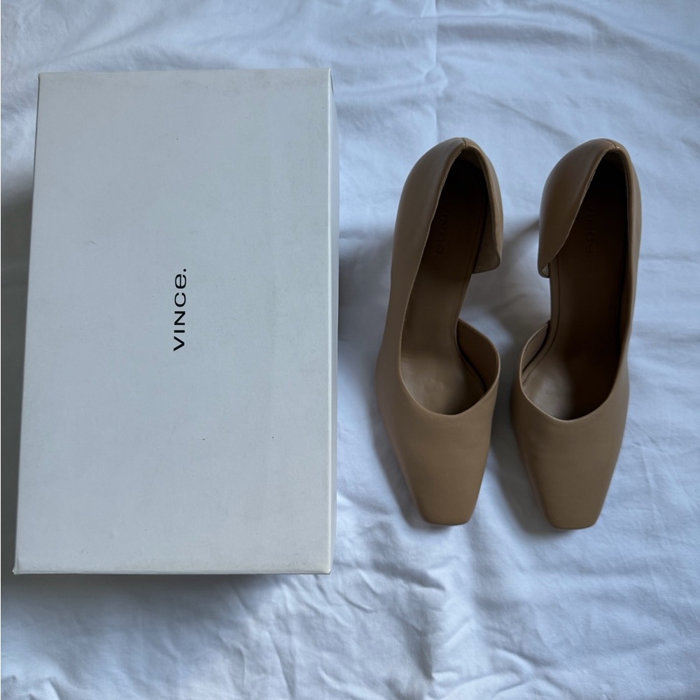 Vince Tiana Point Toe Cappuccino Leather Pumps Box Included